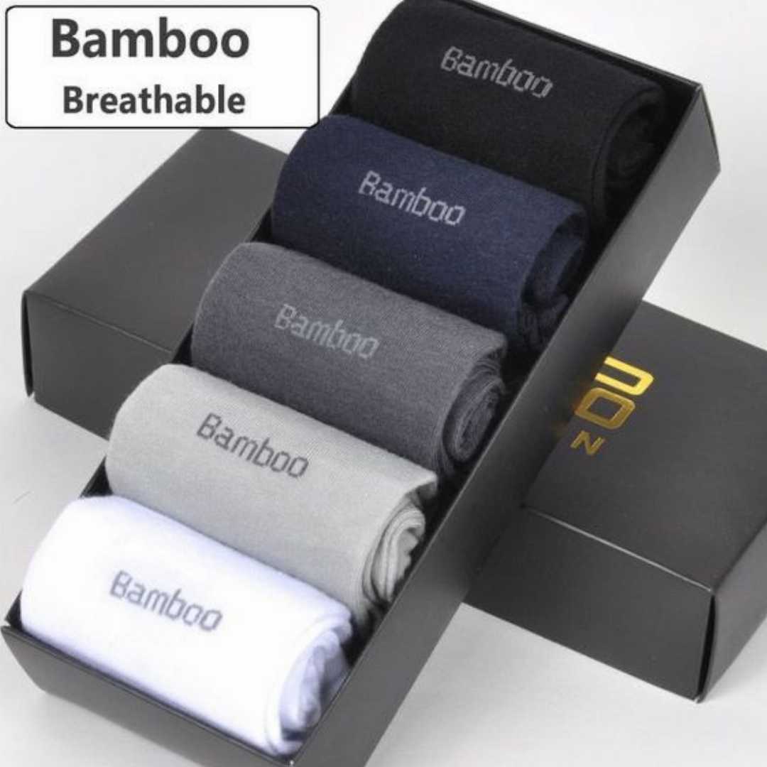 5,Pair,Bamboo,Plain,Socks,With,Multi,Color